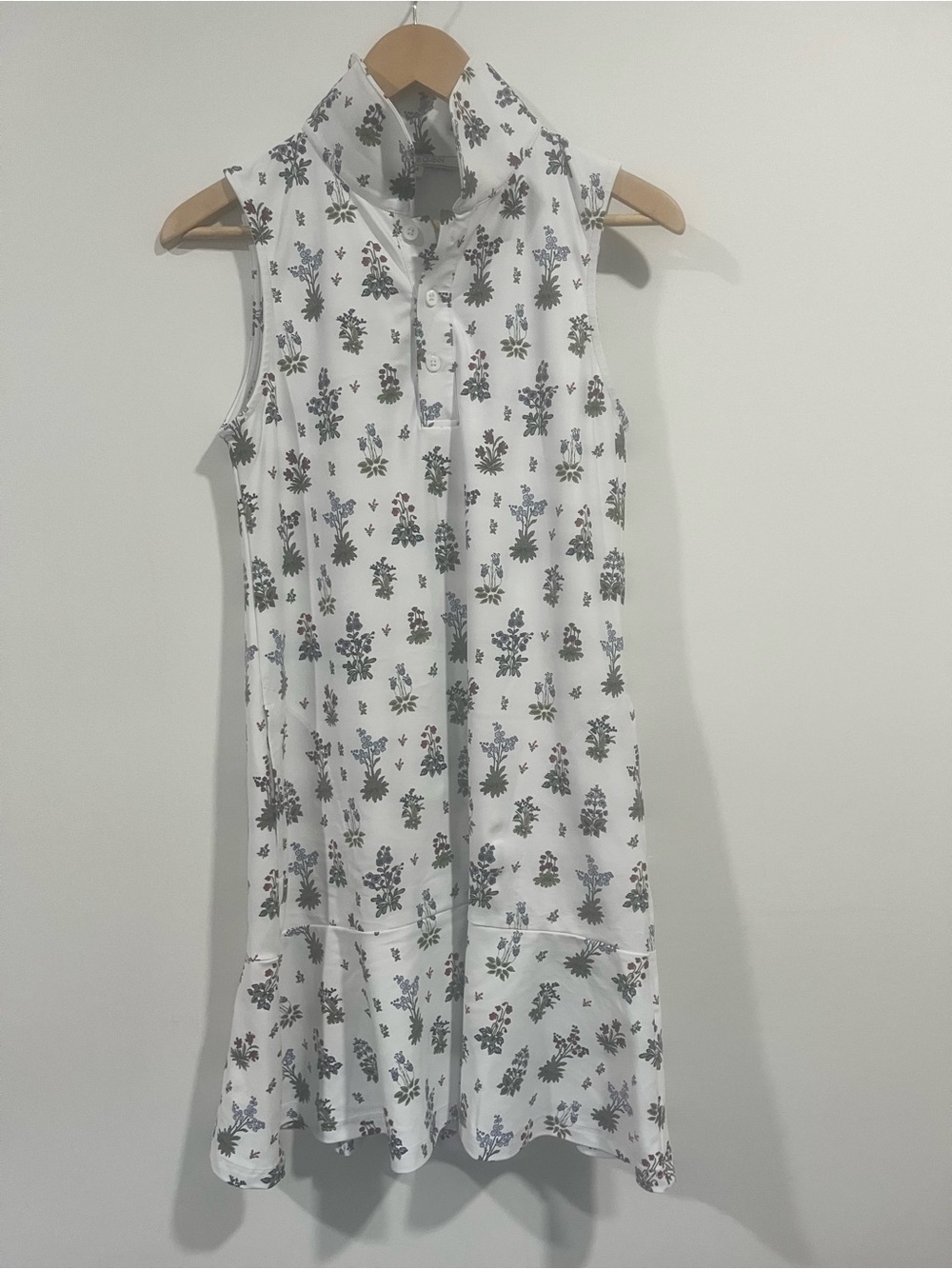 Sleeveless White Floral Polo Midi Dress